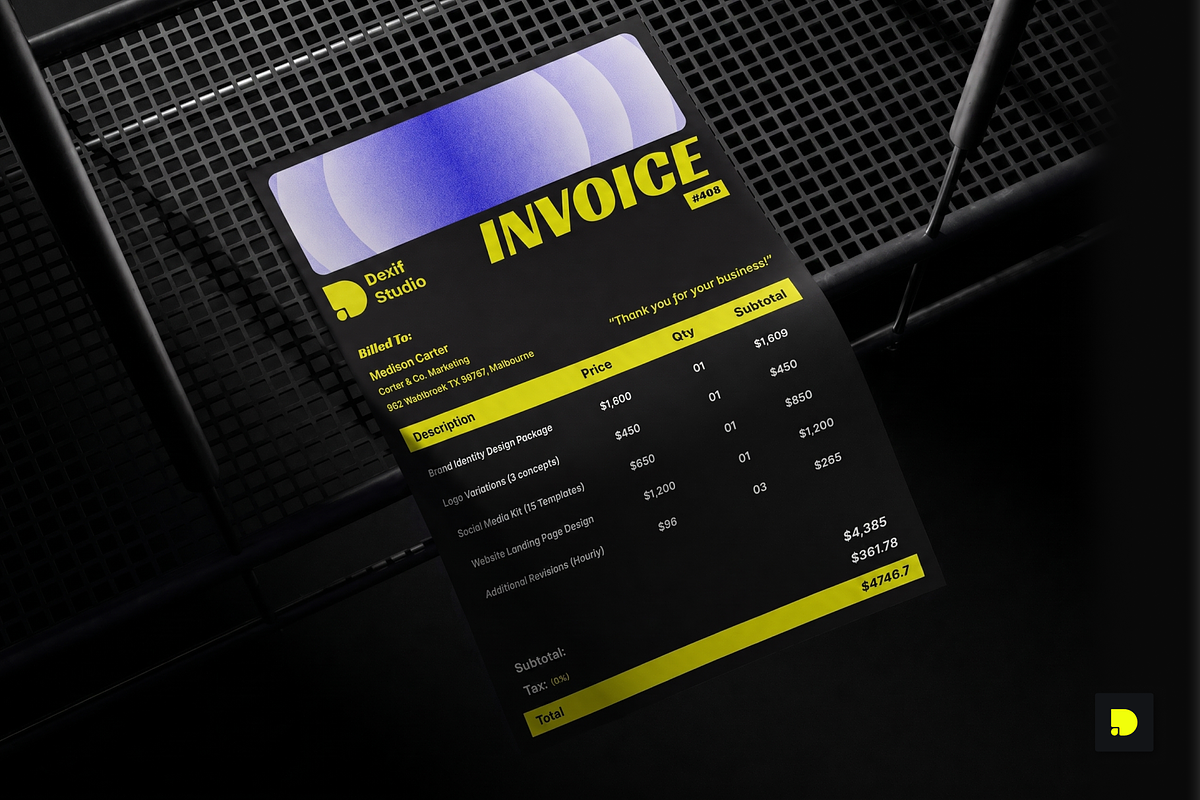 Bold Invoice Template Invoice Design, a Flyer Template by Dexify Studio (Photo 4 of 4)