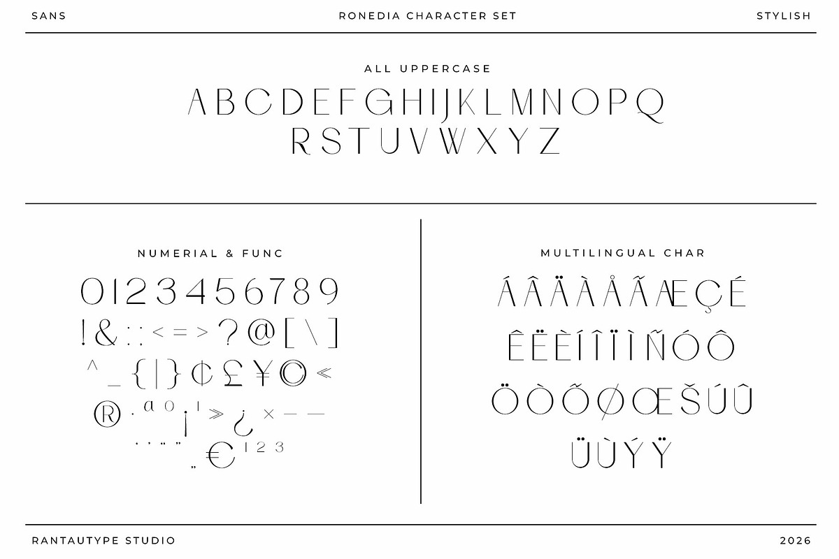 Ronedia Stylish Sans Font, a Sans Serif Font by RantautypeStudio (Photo 16 of 17)