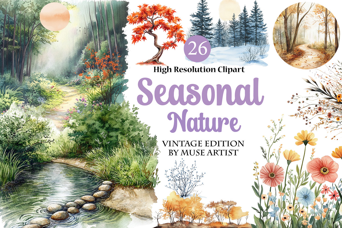 Seasonal Nature Clipart, an Illustration by DreamArtGraphic (Photo 1 of 4)