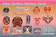 Aries Zodiac Sticker Bundle 80+, an Object Graphic by Jakayla Digital Co (Thumbnail 3 of 15)