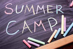 Words SUMMER CAMP written with color