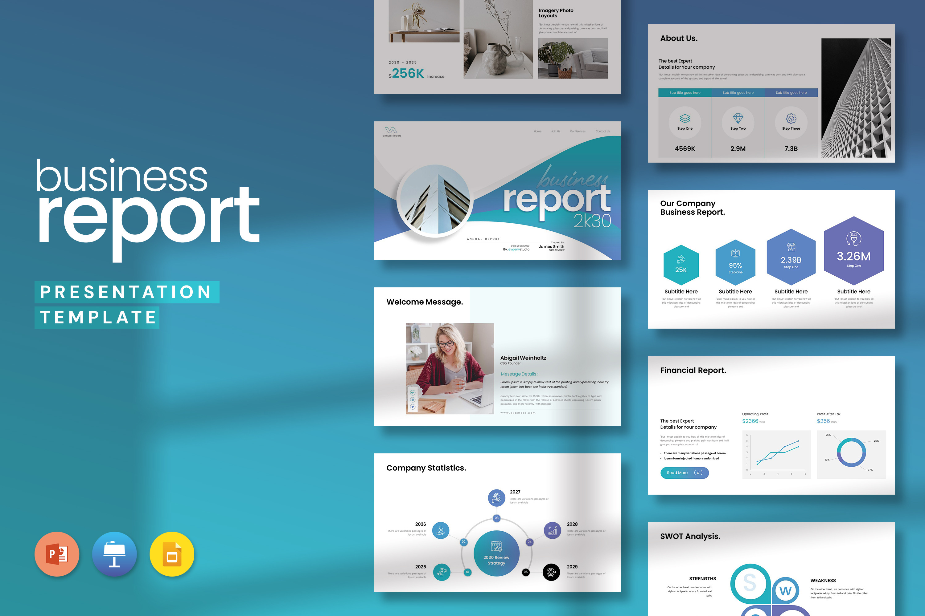 Business Report Presentation, a Presentation Template by evgenystudio