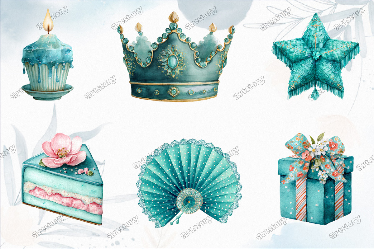 Teal Birthday Sublimation Clipart, a Graphic by designcity5 (Photo 3 of 5)