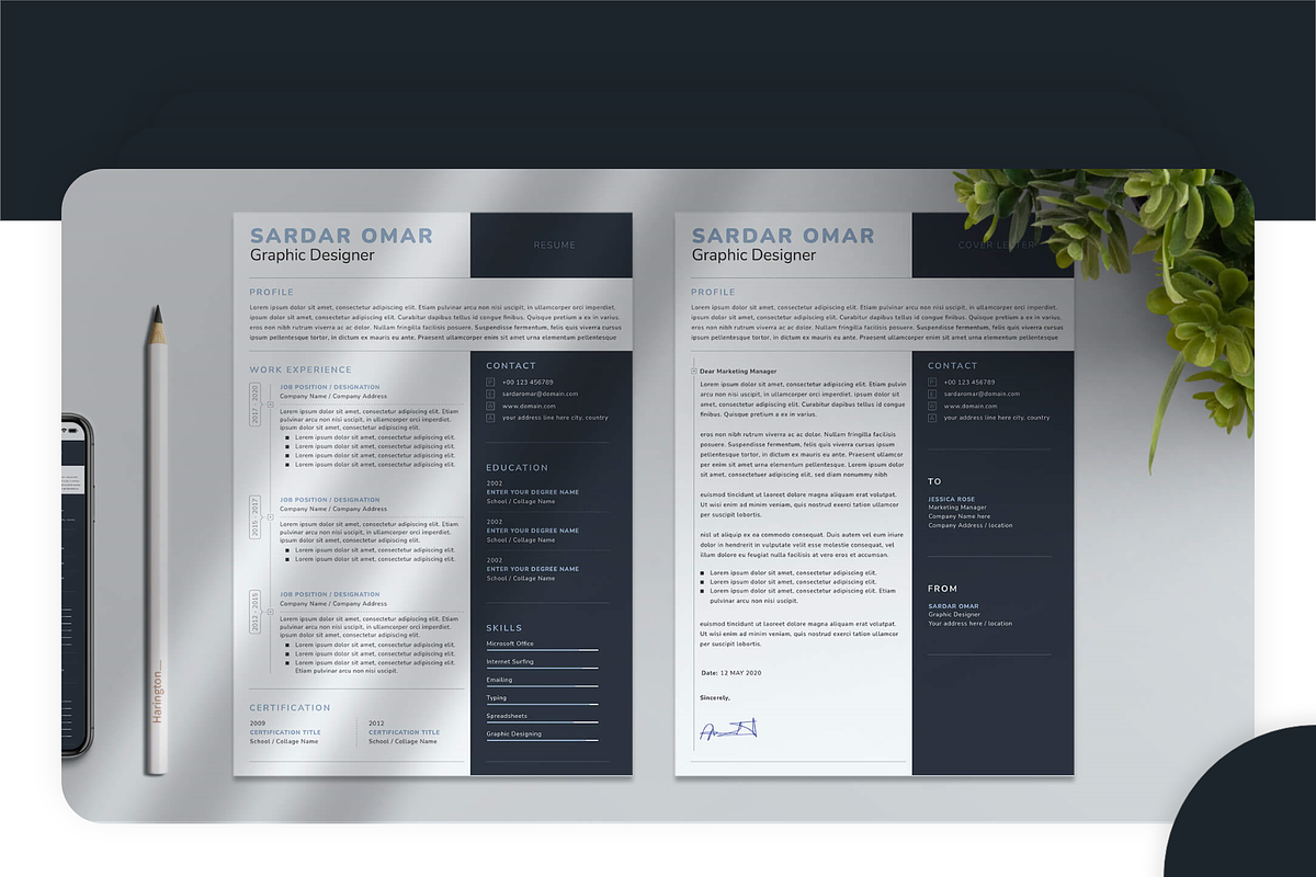 Minimal Design CV Template, a Resume Template by infobrother.com