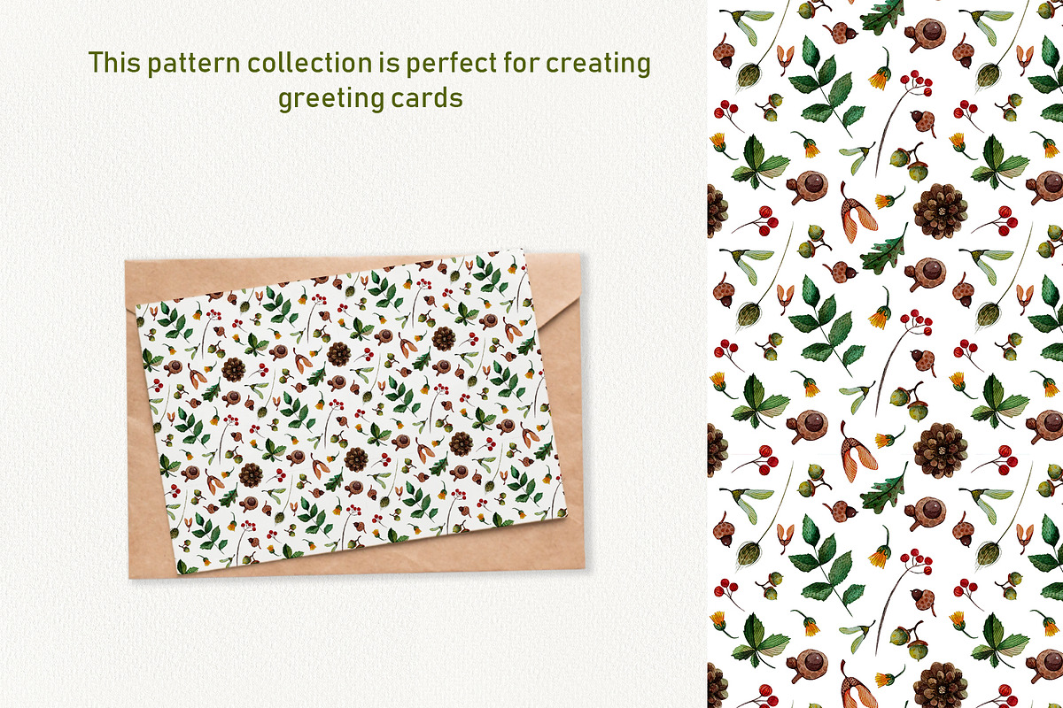 Watercolor Autumn Pattern and Frames, an Object Graphic by Dina Guiter (Photo 4 of 14)