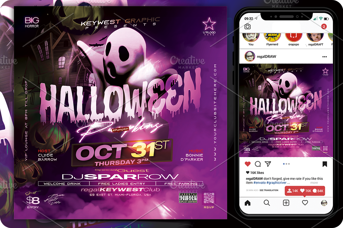 Halloween Flyer, a Flyer Template by regalDRAW