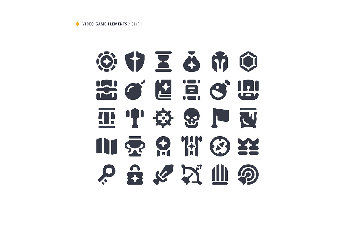 Video Game Elements Icon Set, a Solid Icon by microstd (Photo 2 of 3)