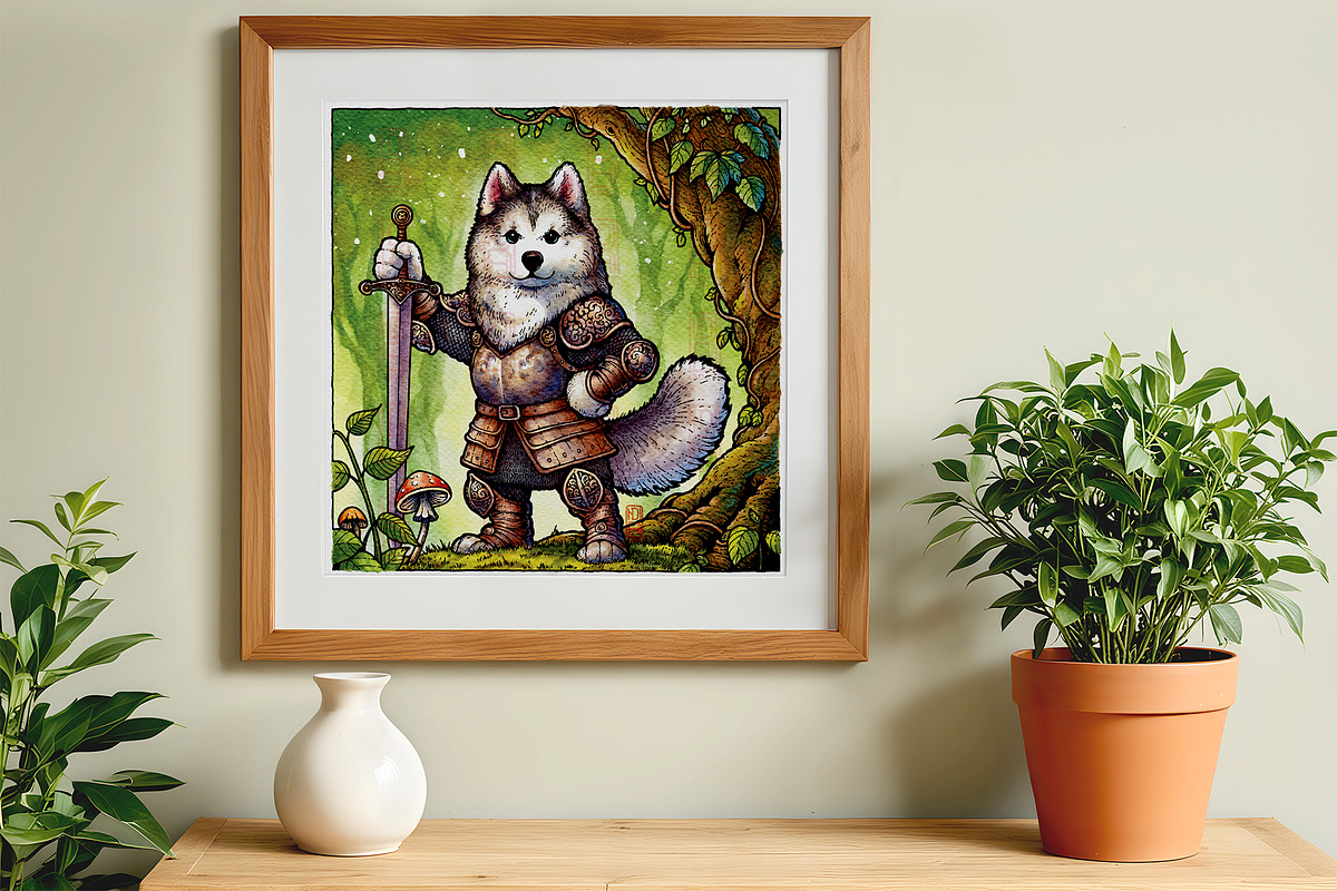 Watercolor Fantasy Creature, Husky, an Illustration by NStudio (Photo 3 of 7)