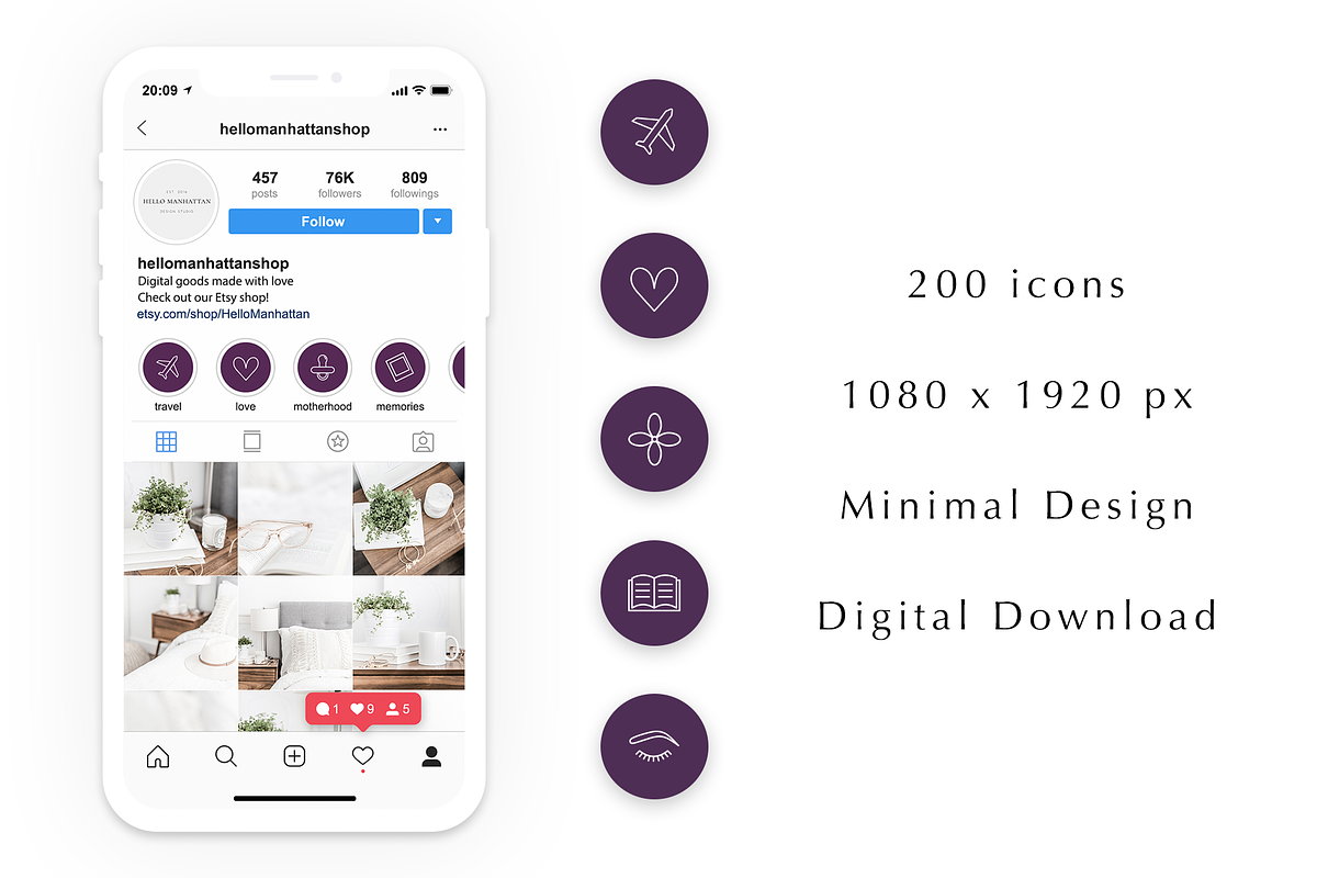 200 Instagram Story Highlight Icons, a Social Media Template by Blog&Glow (Photo 4 of 4)