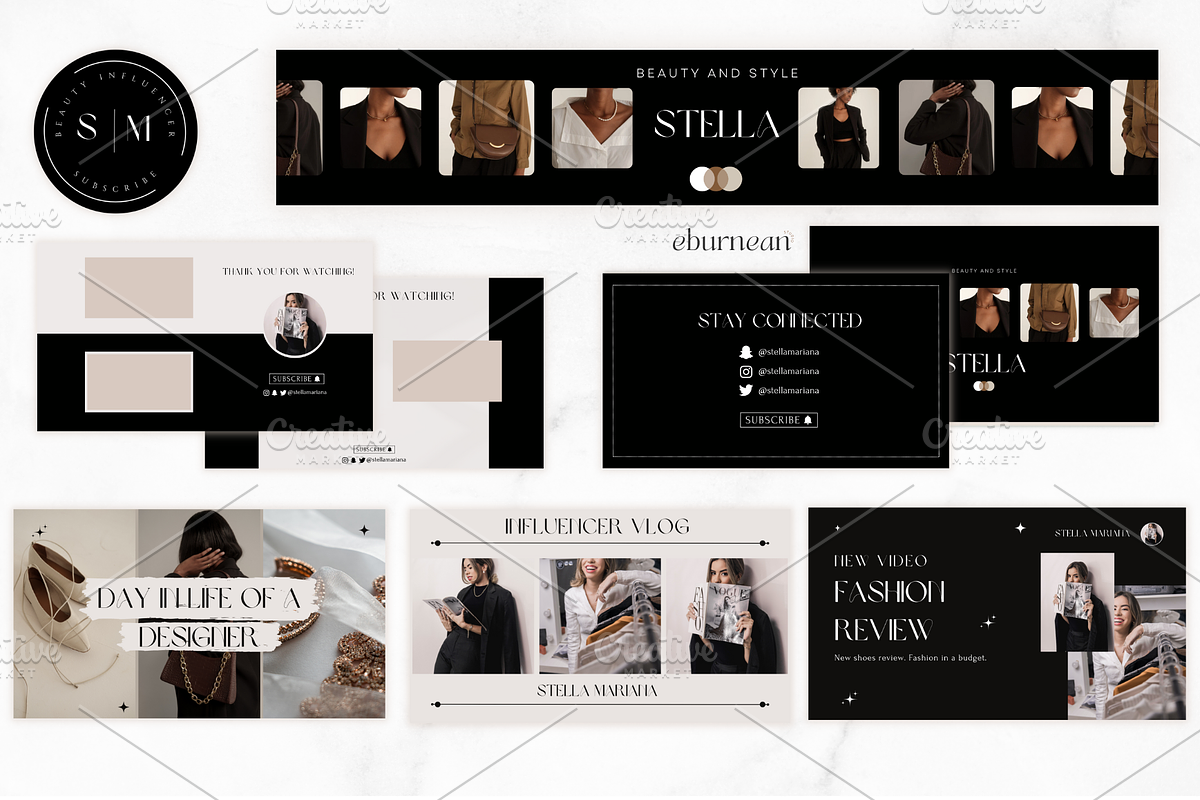 Youtube Branding Kit for Canva, a Social Media Template by Studio Eburnean (Photo 2 of 6)