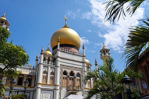 Sultan Mosque golden dome and minaret in Kampong Glam Singapore, an Architecture Photo by GoodGoods