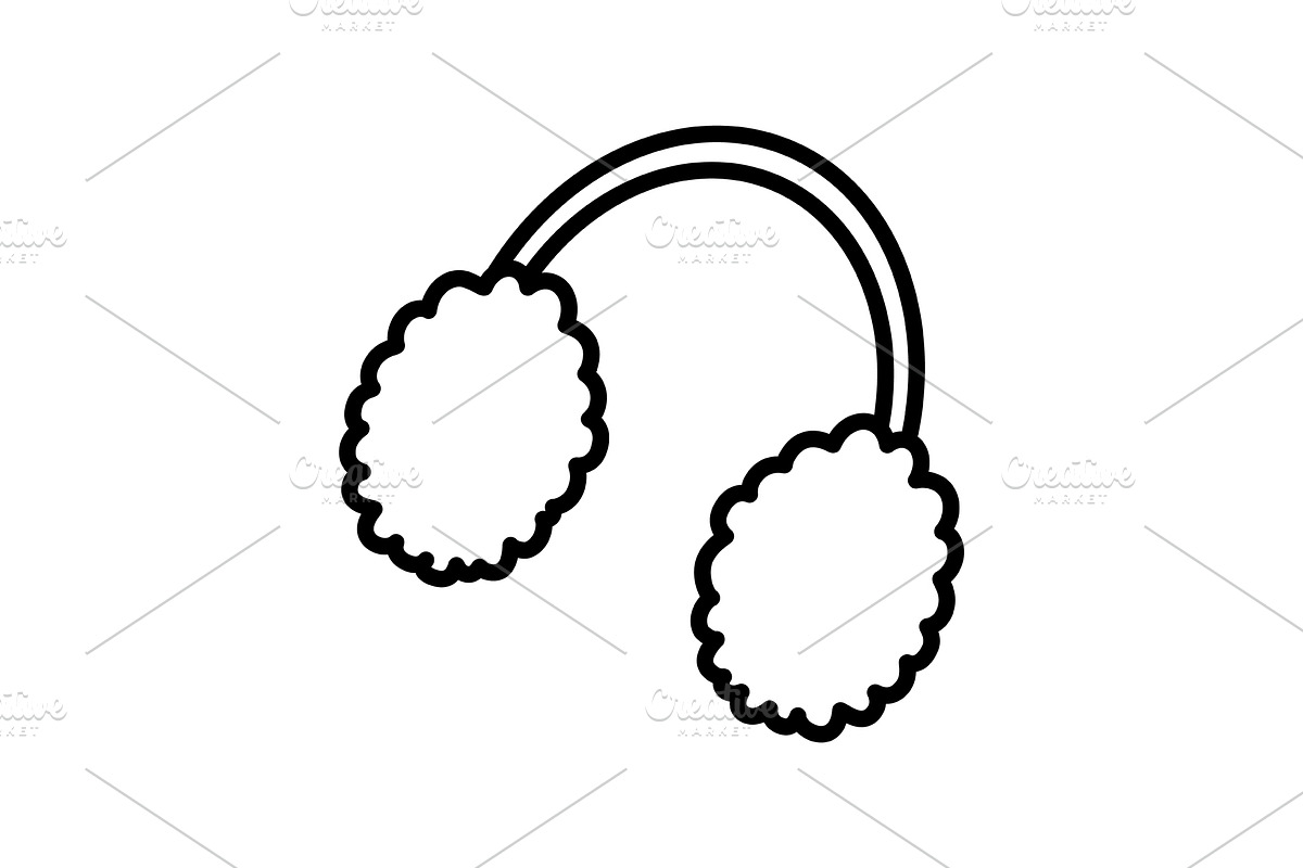 Winter earmuffs line illustration, an Outline Icon by Elen_Art