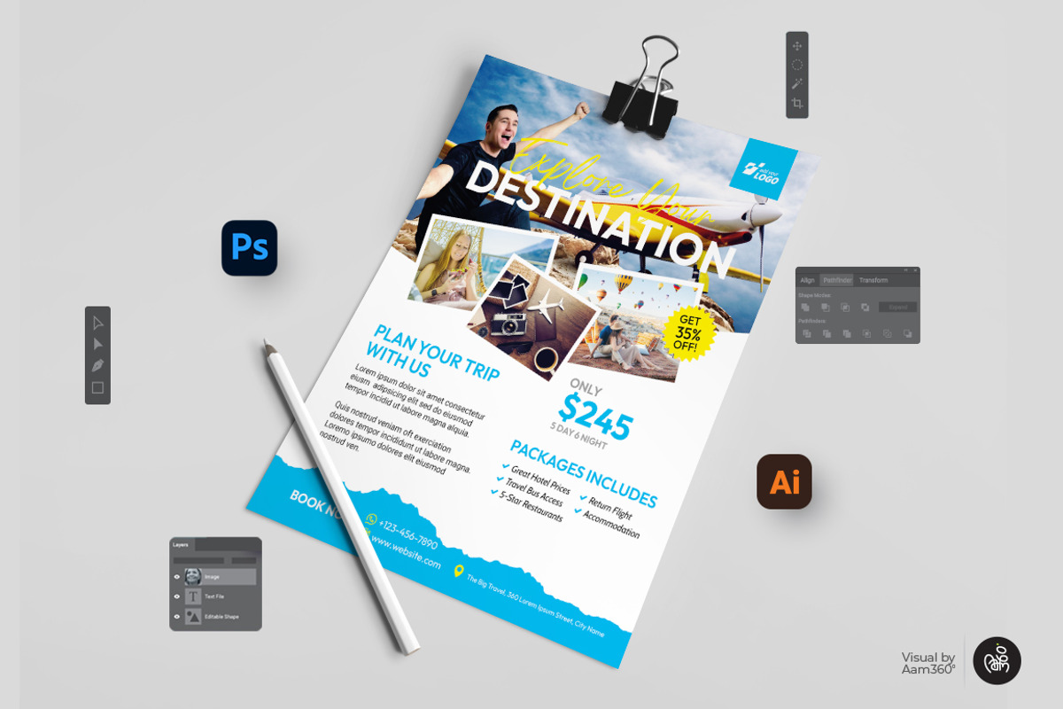 Travel Agency Flyer Template, a Flyer Template by Aam360 (Photo 3 of 3)