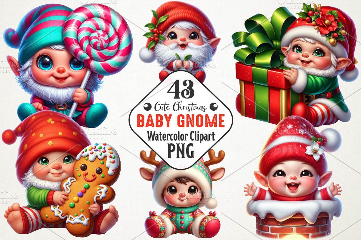 Cute Christmas Baby Gnome Sublimatio, an Illustration by RobertsArt (Photo 1 of 5)