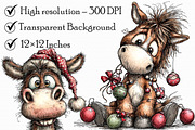 Funny Christmas Horses Clipart, an Illustration by Libby Wishes (Thumbnail 3 of 7)