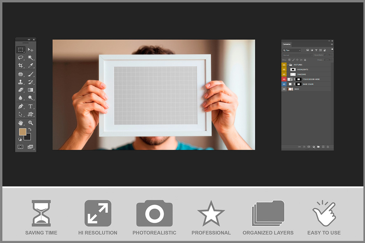Person Holding Picture Frame PSD, a Product Mockup by Bruno's Shop (Photo 2 of 3)
