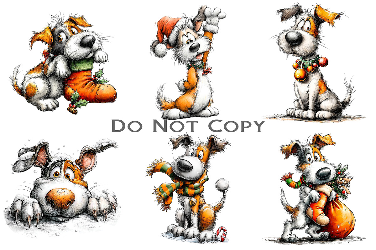 Cute & Funny Christmas Dog Clipart, an Illustration by Craft Nest (Photo 8 of 8)