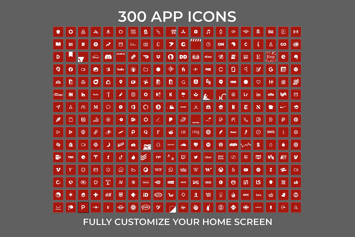 300 Christmas Dark Red iOS 14 Icons, an Icon by A Good Design Studio (Photo 4 of 5)