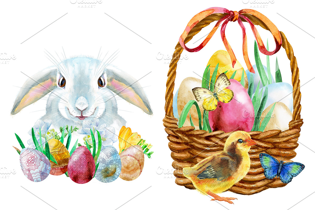 Watercolor Happy Easter 2, an Animal Illustration by Watercolor fantasy (Photo 3 of 3)