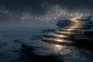 Magical Night Stone Staircase, a Background Photo by Ales Munt