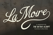 La Moire – The Retro Script Font, a Script Font by Modikstype (Thumbnail 1 of 10)