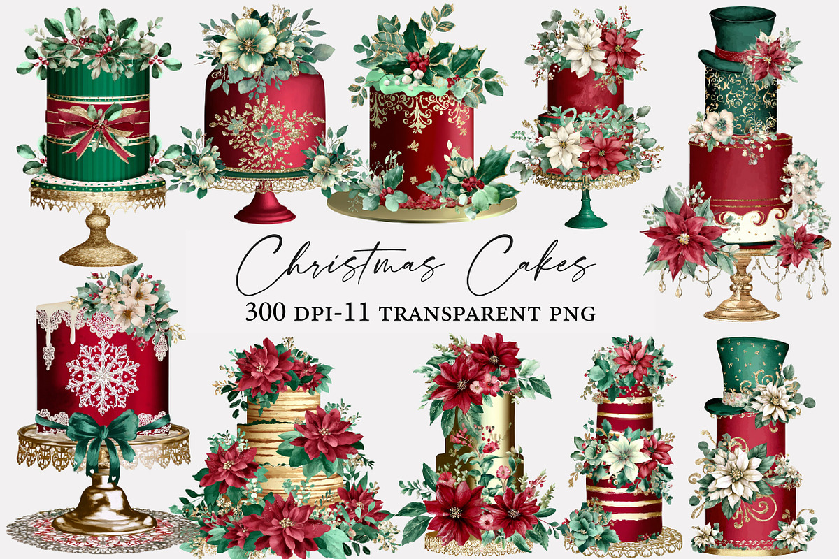 Christmas Cakes Clipart, an Illustration by Designworld (Photo 1 of 4)