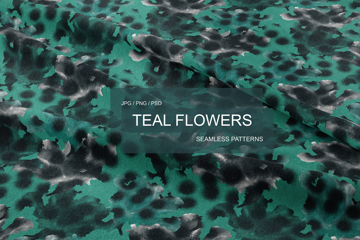 TEAL FLOWERS seamless patterns, a Pattern Graphic by ANAKOTO (Photo 12 of 13)
