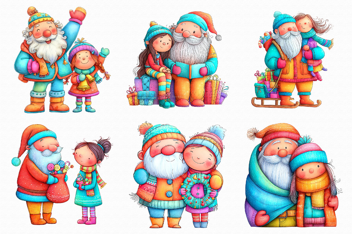 Christmas girl and Santa Clip Art, an Illustration by Libby Wishes (Photo 7 of 7)