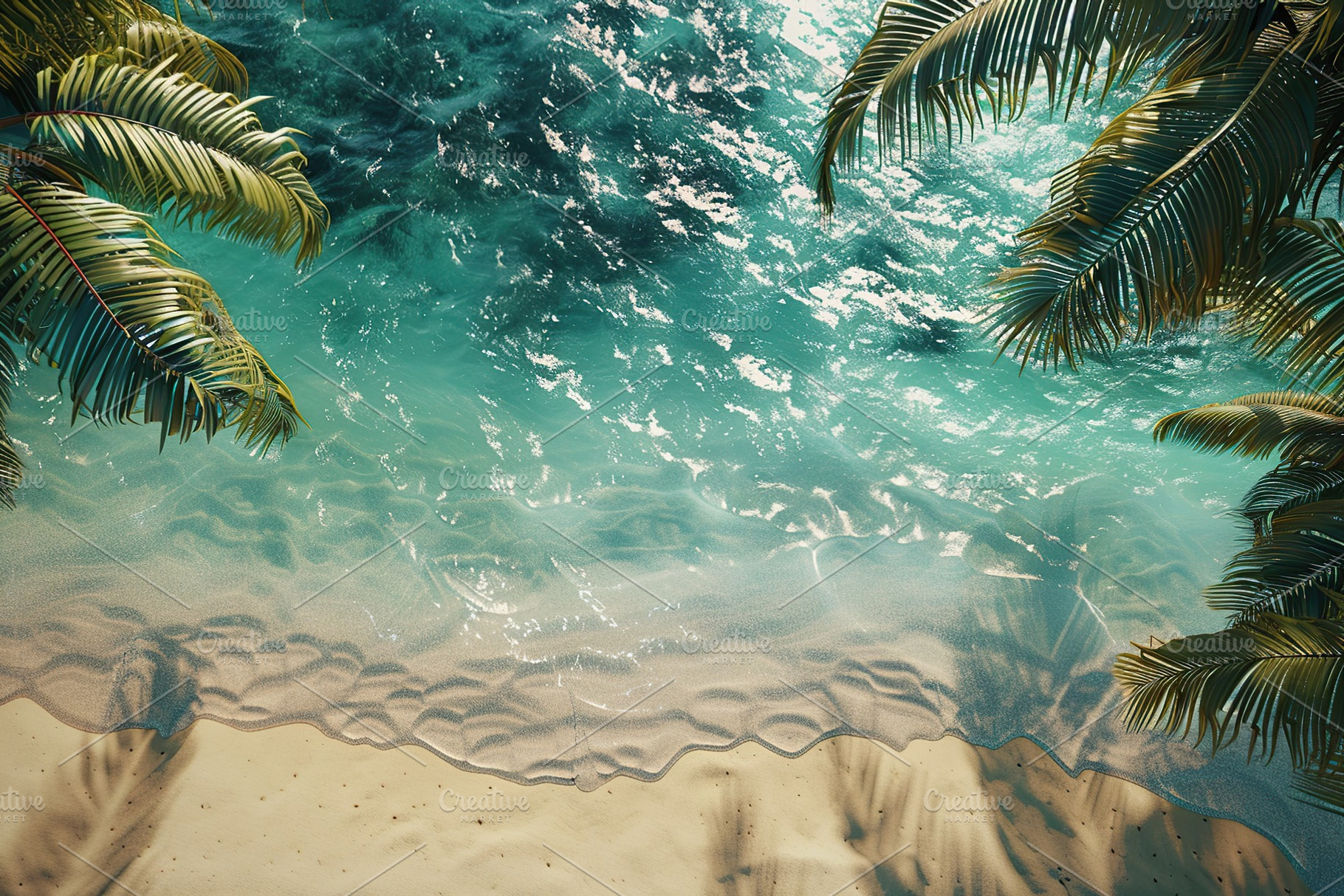 Tropical beach with coconut palm trees and ocean, a Nature Photo by AlyaAnd