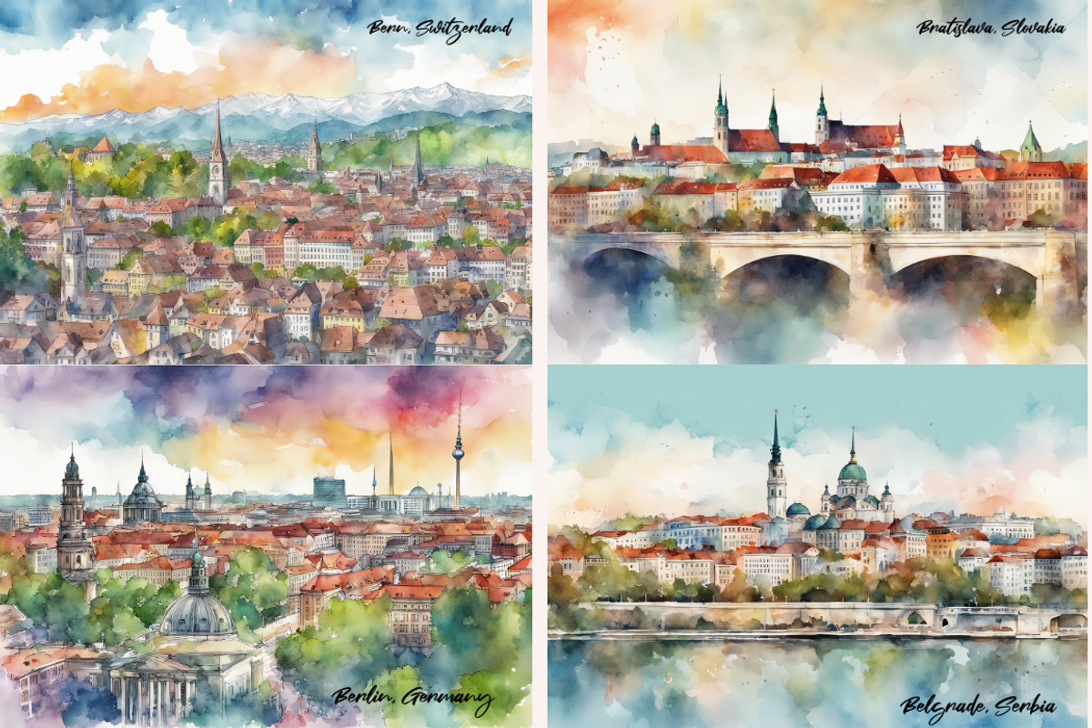 European Capital Cities Watercolors, a Background Graphic by PrintHaven Designs (Photo 8 of 10)