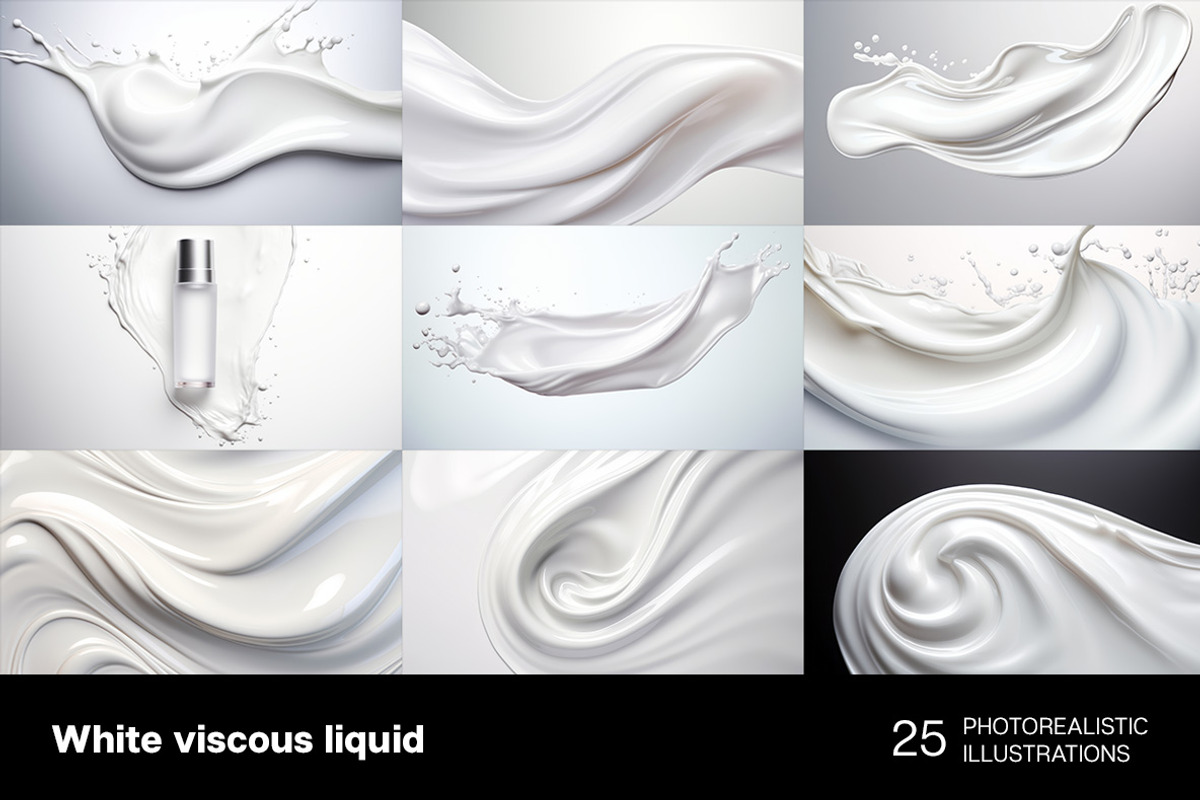 White viscous liquid. 25 images, an Object Illustration by Handmadefont (Photo 4 of 9)