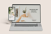 Macbook Pro iPhone 14 Pro Max Mockup, a Mac Mockup by zpackcreative (Thumbnail 4 of 6)