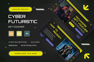 Cyber Futuristic - Gift Voucher, a Print Template by StreaksideStd