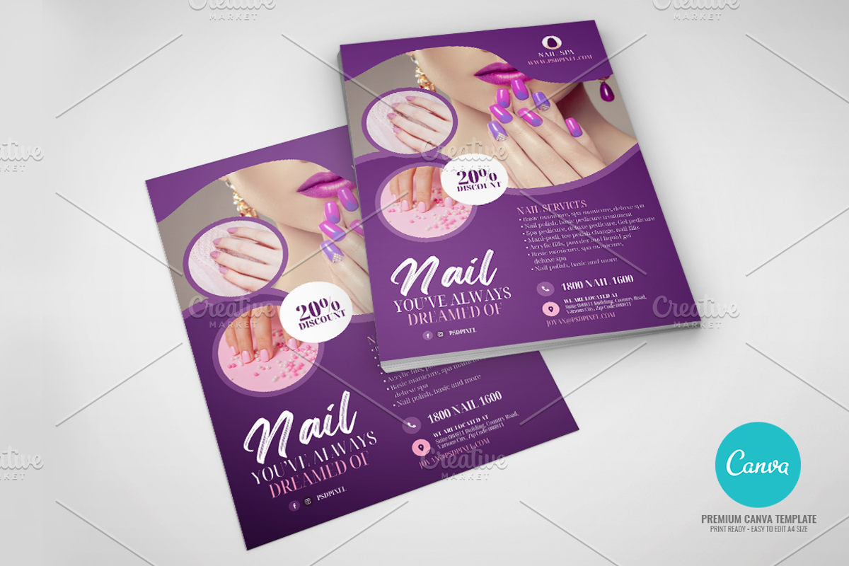 Nail Salon Promotional Canva Flyer, a Flyer Template by PSDPixel (Photo 3 of 4)