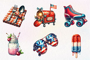 Watercolor Retro 4th of July Clipart, an Illustration by CreationArt (Thumbnail 8 of 9)