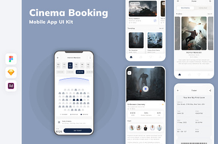 Cinema Booking Mobile App UI Kit, an UI Kit Template by uicube