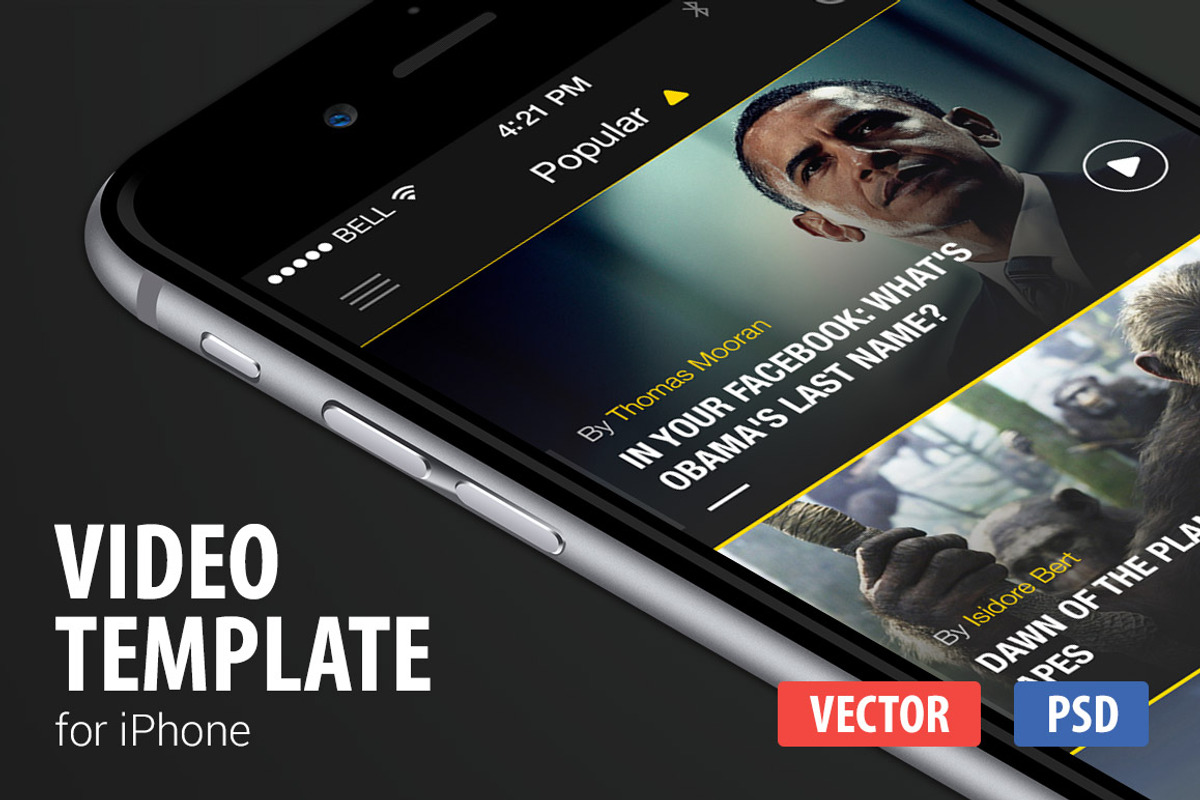 Video App Template for iPhone, a Templates & Theme by Made by Rheon