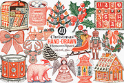 Christmas Hand-Drawn Element Clipart, an Illustration by Canvas Craft (Thumbnail 1 of 8)