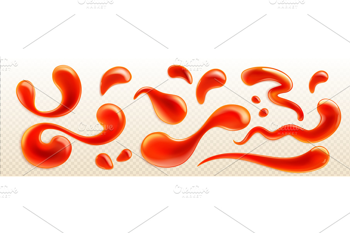 Ketchup splash with realistic red, a Food Illustration by art PVP - market