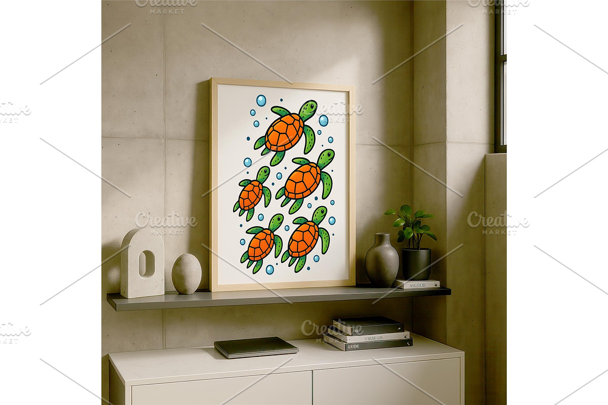 Sea Turtle Cute Ocean Illustration, a Background Graphic by LaseredNinja (Photo 5 of 7)