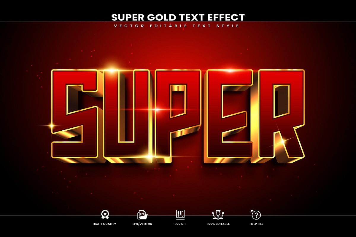 Super Gold Editable Text Effect, a Layer Style Add-On by Niestart Creation (Photo 1 of 2)