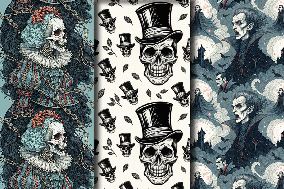 Seamless Pattern Set Gothic Classics, a Pattern Graphic by Designs by Helen Trupak (Photo 1 of 8)