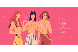 Breast cancer awareness month banner, a Healthcare Illustration by Good Studio