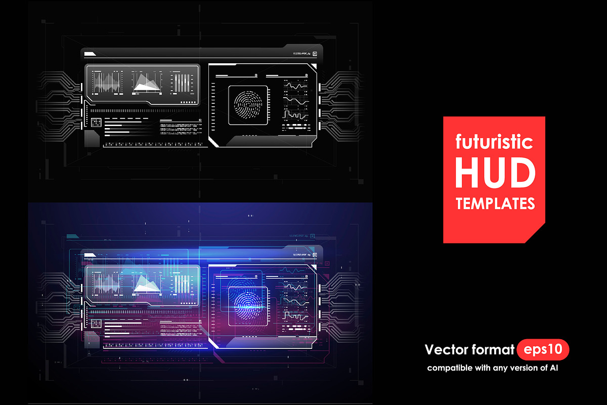 Futuristic Hud templates., a Technology Illustration by Andrew_Derr (Photo 5 of 5)