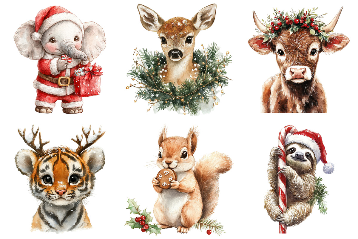 Christmas Animals Clipart, an Illustration by Daily.Designs (Photo 4 of 5)