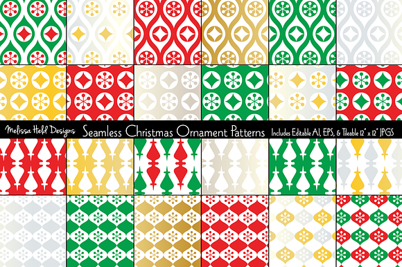 Seamless Christmas Ornament Patterns preview 8