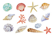 Watercolor seafood collection., a Food Illustration by Elena Medvedeva (Thumbnail 4 of 5)