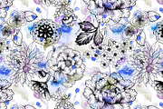Japanese flowers patterns, a Pattern Graphic by emeraldthue (Thumbnail 4 of 9)