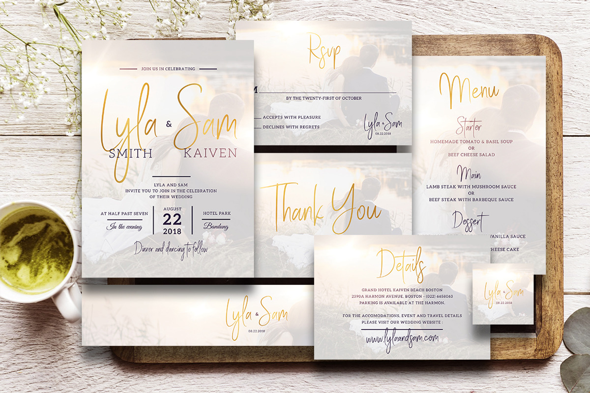 Simple Wedding Invitation Suite, an Invitation Template by Aarley Kaiven (Photo 1 of 6)