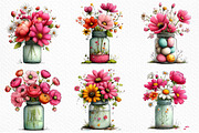 Watercolor Spring Mason Jar Clipart, an Illustration by Craft Nest (Thumbnail 3 of 11)